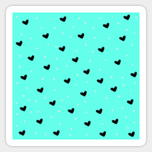 Cute Black Hearts on Light Blue Background Sticker